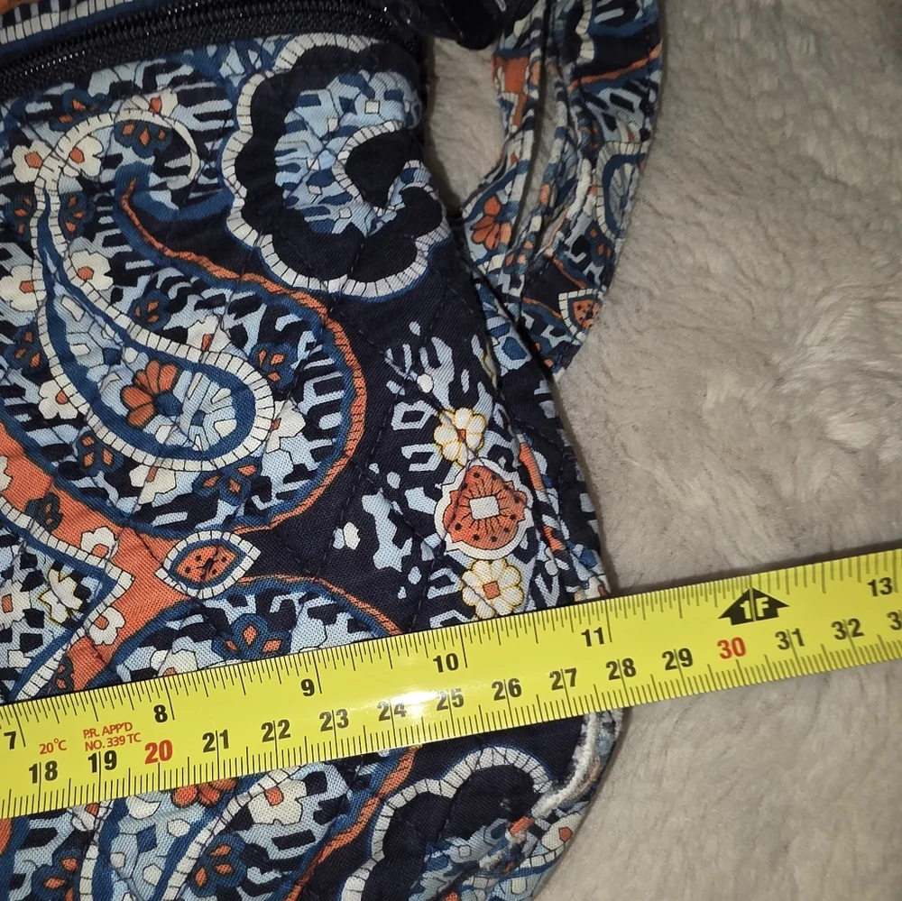 Vera Bradley 3 Zip Crossbody Purse/Bag Blue and Orange Retired Design - Picture 10 of 11